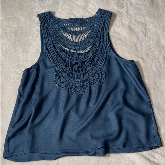 Roxy Tops - Roxy Women’s Blue Cropped Embellished Tank Top SZ M